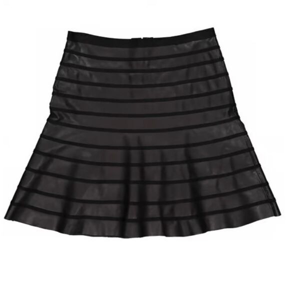 Herve Leger Dresses & Skirts - Herve Leger Black Lamb Leather Amalia Bandage Skirt sz M